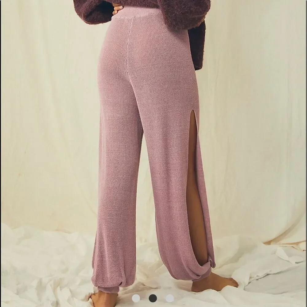 FREE PEOPLE RARE! Split Open Side Leg Ankle Wide Leg Knit Pants Size XS